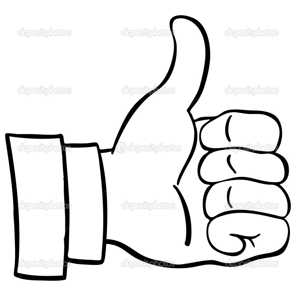 1024x1024 Black And White Thumbs Up Clipart 1990159