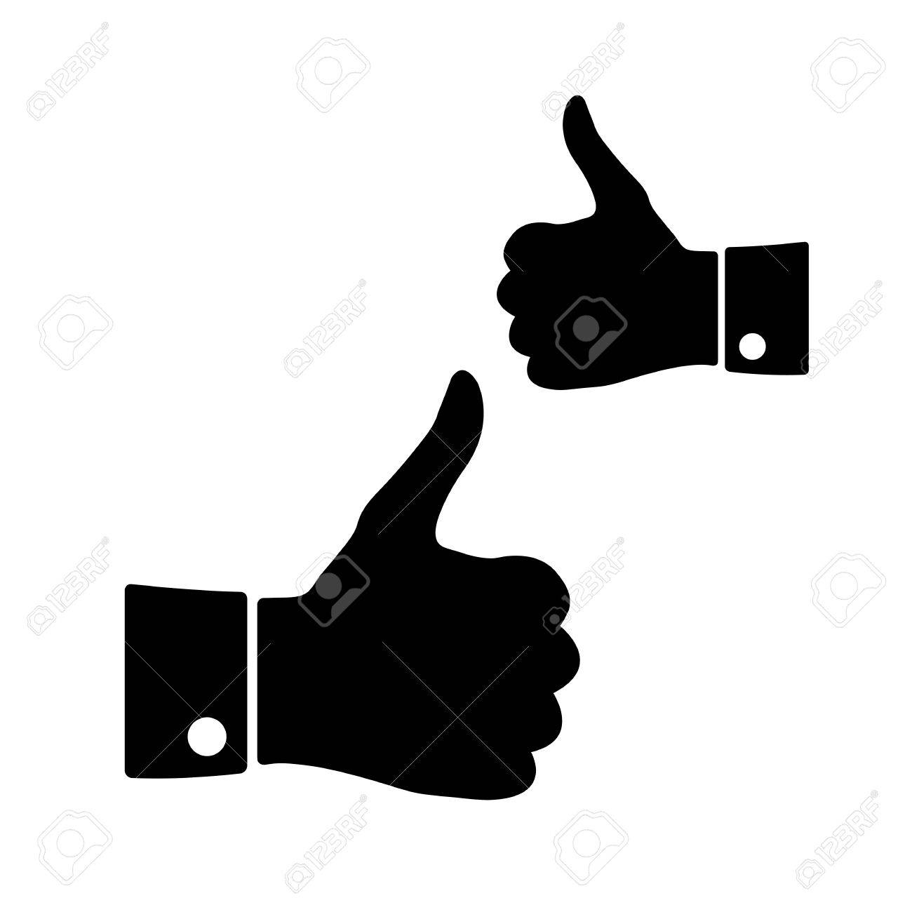 1300x1300 Black Icons Thumbs Up On A White Background, Left And Right Hand