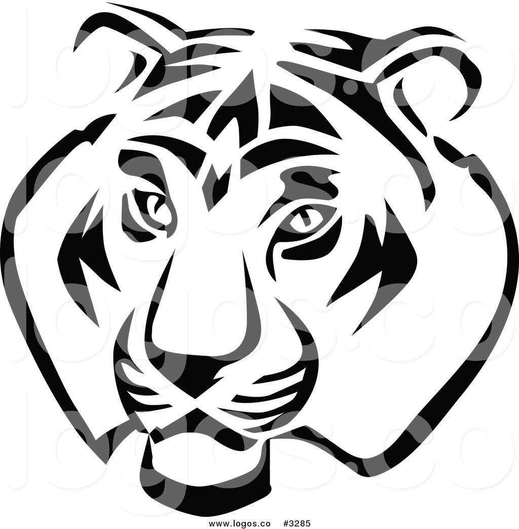 1024x1044 Royalty Free Vector Of A Black And White Tiger Head Logo By Vector