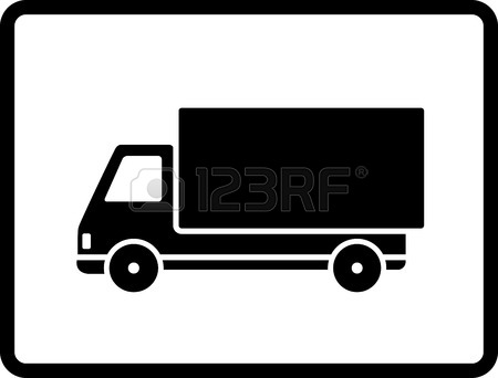 450x342 A Black And White Illustration Of A Stylised Semi Truck Royalty