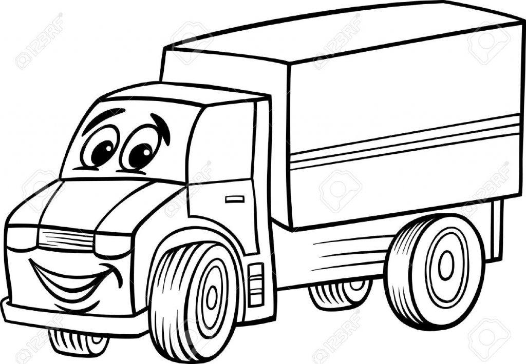 1024x710 Cartoon Drawings Trucks Clipart Of A Cartoon Black And White