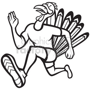 300x300 Royalty Free Black And White Turkey Runner Frnt Side 388281 Vector