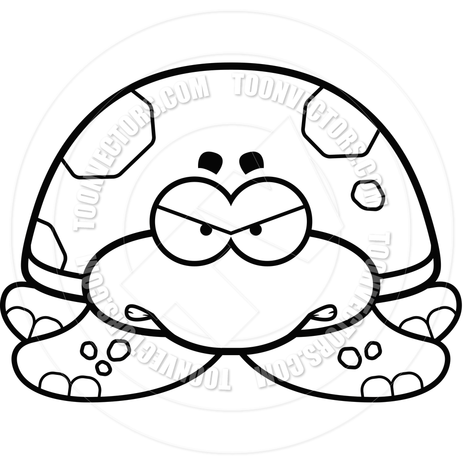 940x940 Cartoon Little Sea Turtle Angry (Black And White Line Art) By Cory