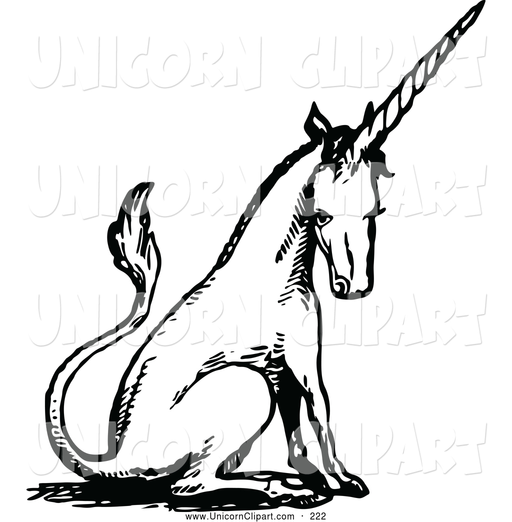 1024x1044 Fantasy Vector Clip Art Of A Black And White Sitting Unicorn By