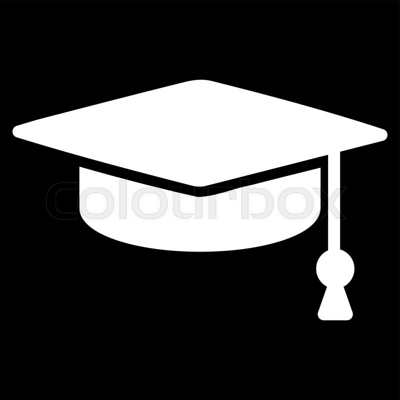 800x800 Graduation Cap Vector Icon. Style Is Flat Symbol, White Color