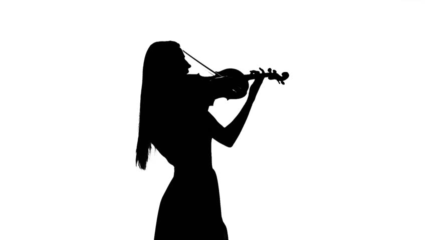 852x480 Silhoutted Man Playing The Violin. Black And White Silhouette