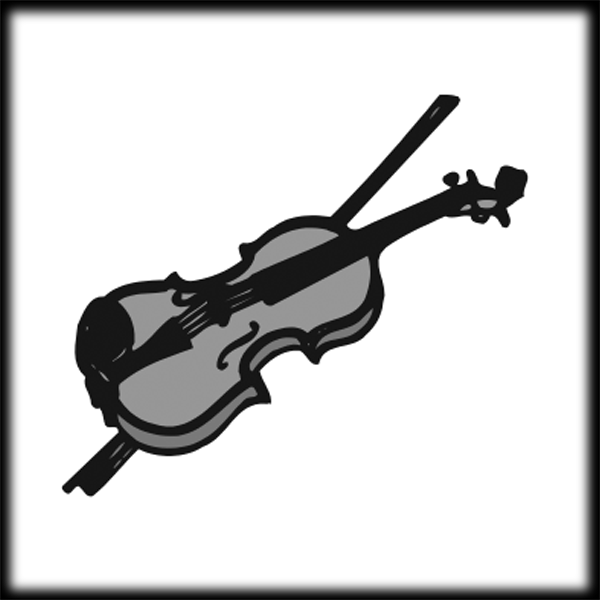 600x600 Violin Black White Clipart 2