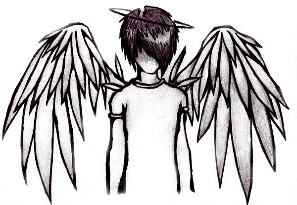 600x415 Fallen Angel Clipart Black And White