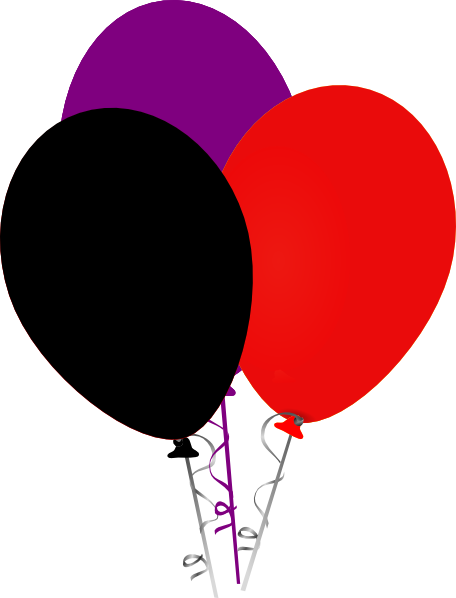 456x598 Purple Black And Red Balloons Clip Art