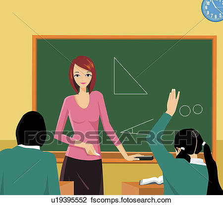 450x414 Clip Art Of Front View Of A Teacher Teaching In A Class U19395552