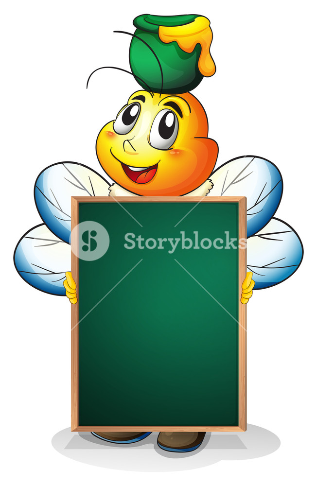 652x1000 Illustration Of A Bee Holding A Blackboard On A White Background