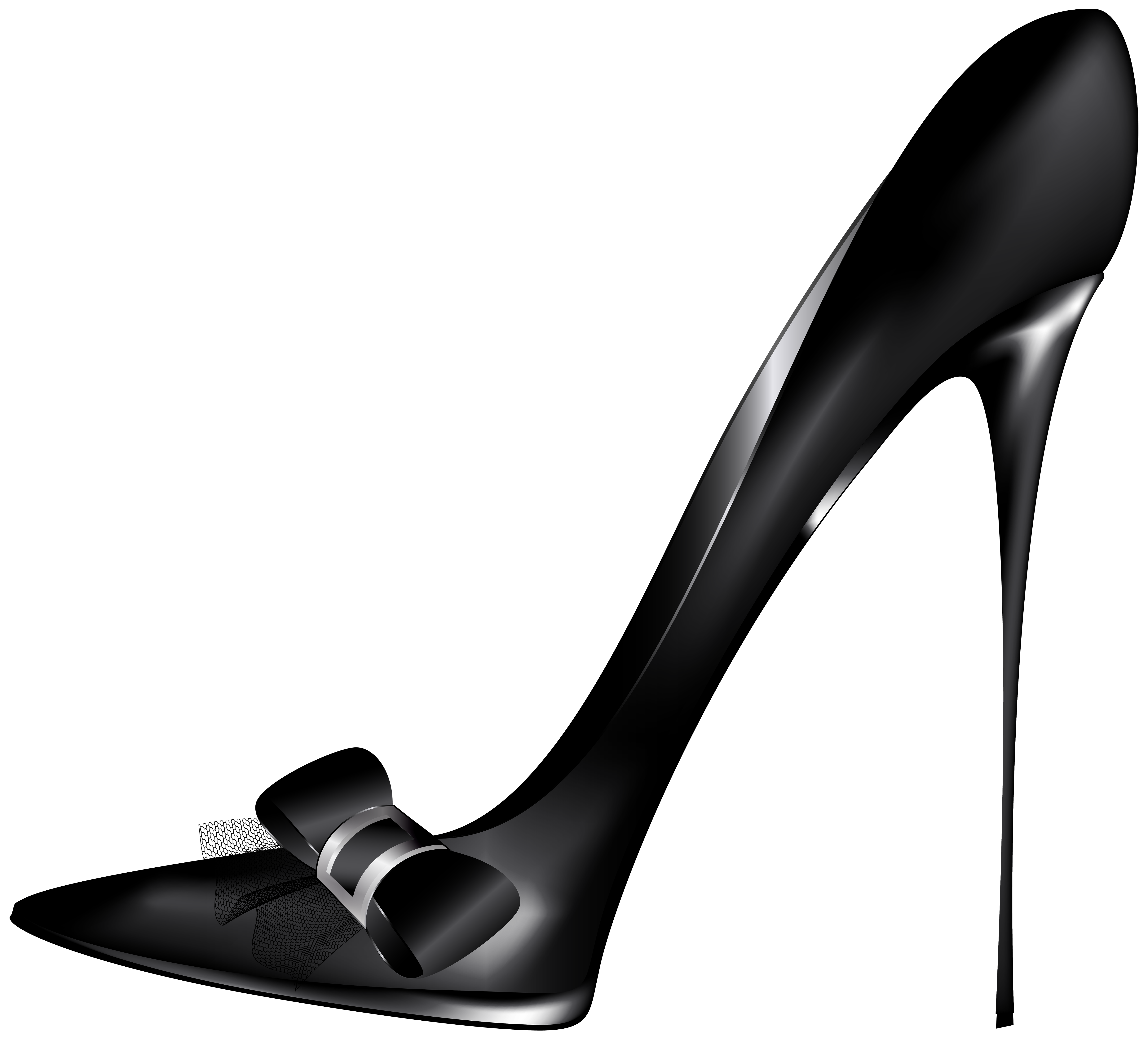 6000x5447 Black High Heels With Bow Png Clip Art