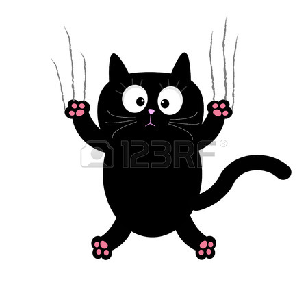 450x450 Cartoon Black Cat Claw Scratch Glass. White Background. Isolated