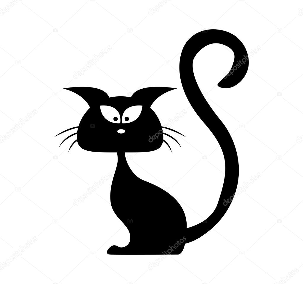 1023x961 Halloween Black Cat Vector Silhouette. Cartoon Clipart