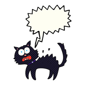 300x300 Freehand Drawn Cartoon Scared Black Cat Royalty Free Stock Image