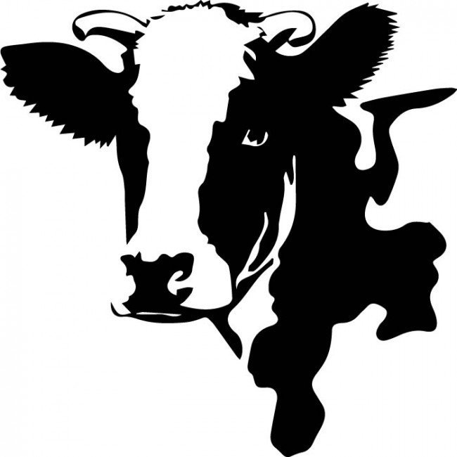 650x650 Black And White Cow Face Clipart
