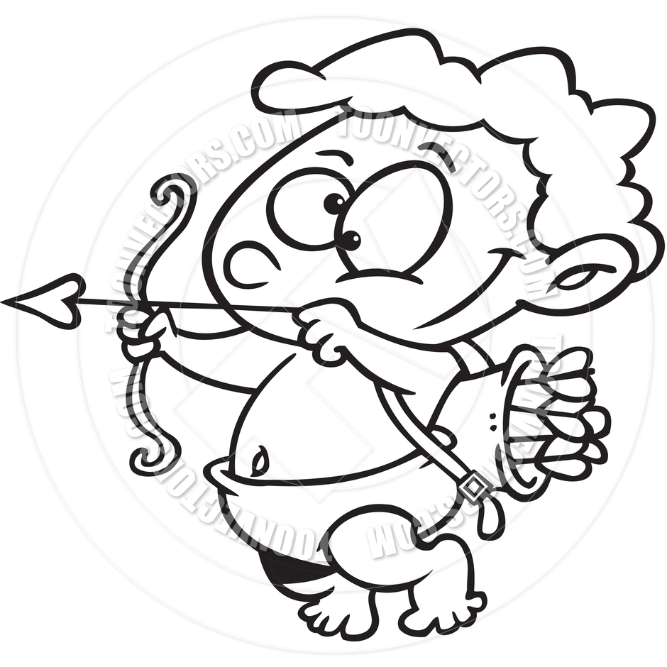 940x940 Cartoon Cupid (Black And White Line Art) By Ron Leishman Toon