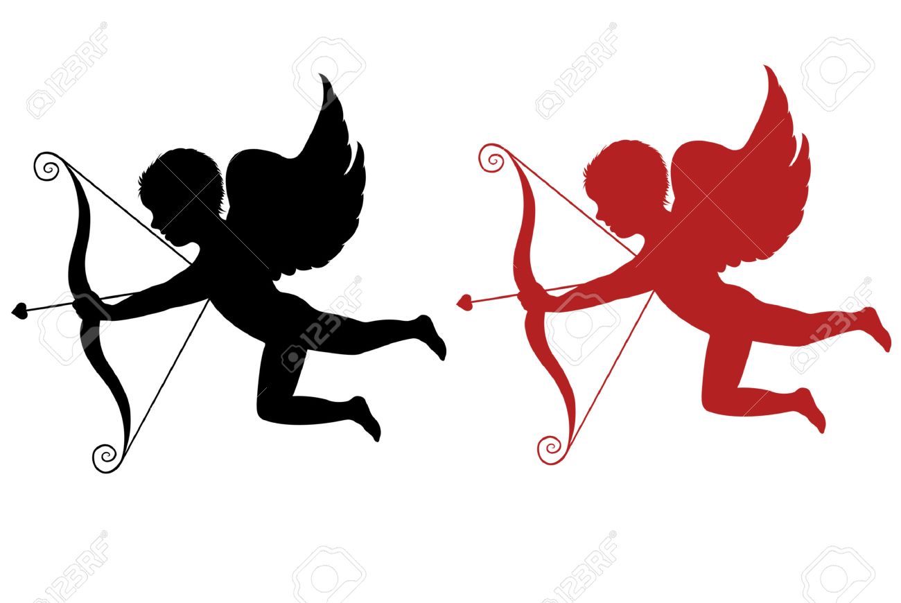 1300x870 Red And Black Cupid Isolated On White Background Royalty Free