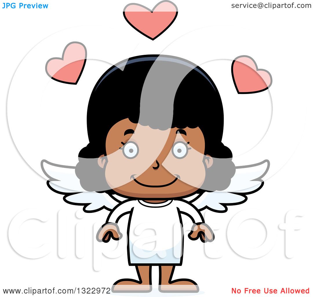 1080x1024 Clipart Of A Cartoon Happy Black Cupid Girl