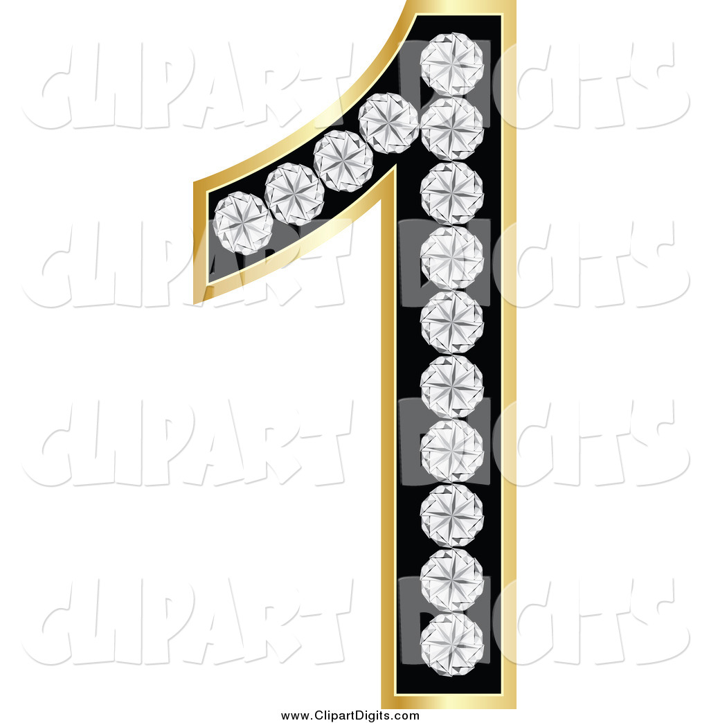 1024x1044 Vector Clip Art Of A 3d Gold And Black Diamond Number One By