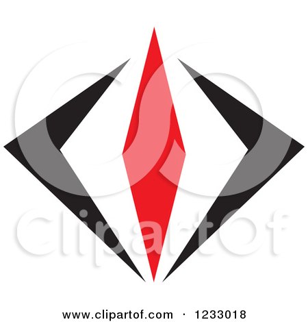450x470 Clipart Of A Red And Black Diamond Logo
