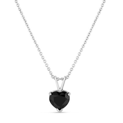 400x400 Heart Shape Black Diamond Solitaire Pendant Necklace 1.70 Carat