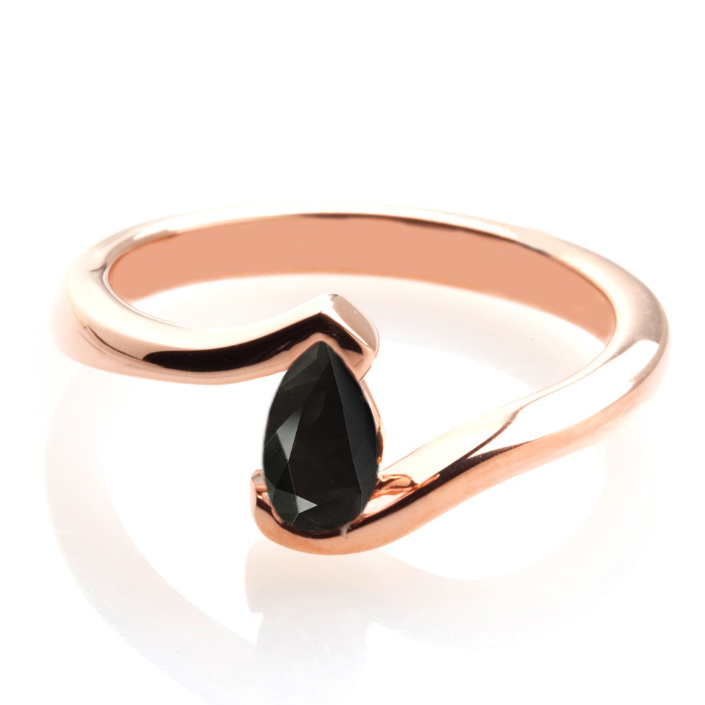1000x1000 Pear Shape Black Diamond Engagement Ring