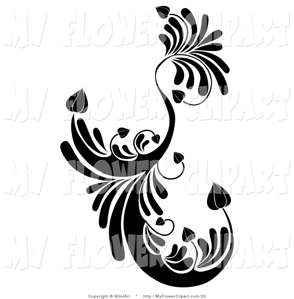 1024x1044 Clip Art Of A Black Floral Swirling Element With Heart Shaped