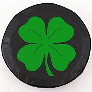 300x300 Four Leaf Clover Tire Cover On Black Vinyl Sports
