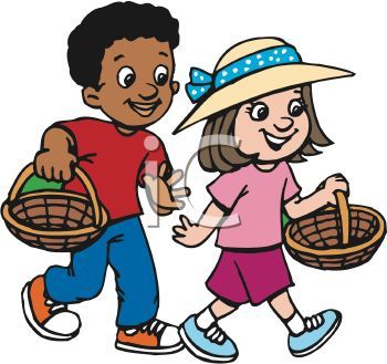 350x329 African American Boy And Caucasian Girl Are Easter Egg Hunting