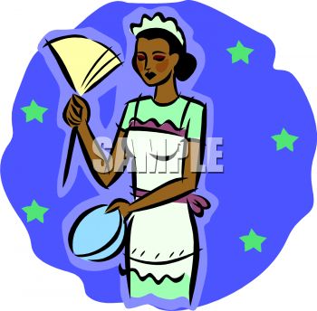 350x344 Royalty Free Clipart Image African American Maid Dusting