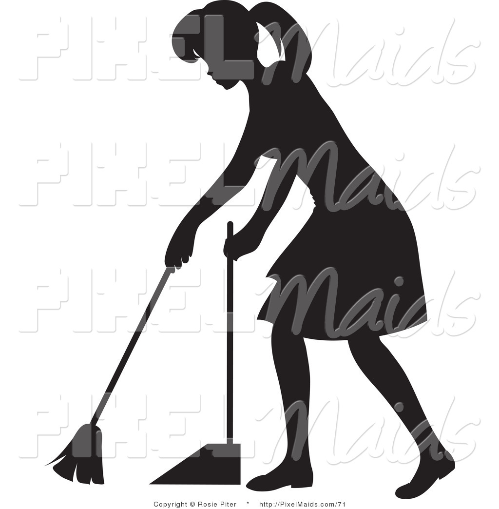 1024x1044 Sweep Clipart Clipart Of A Black Silhouetted Housekeeper Woman