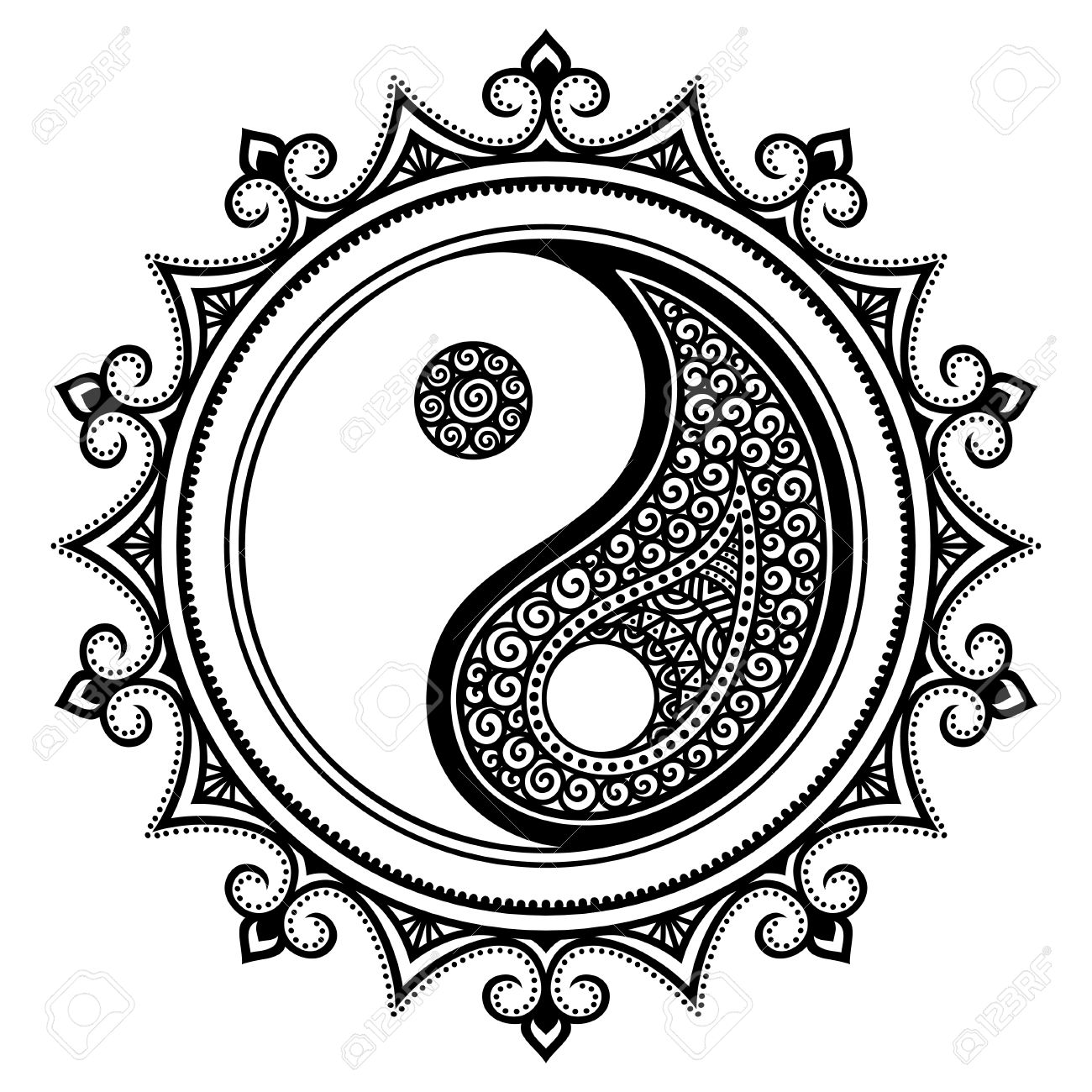 1300x1300 A Circular Pattern In The Form Of A Mandala. Yin Yang Decorative
