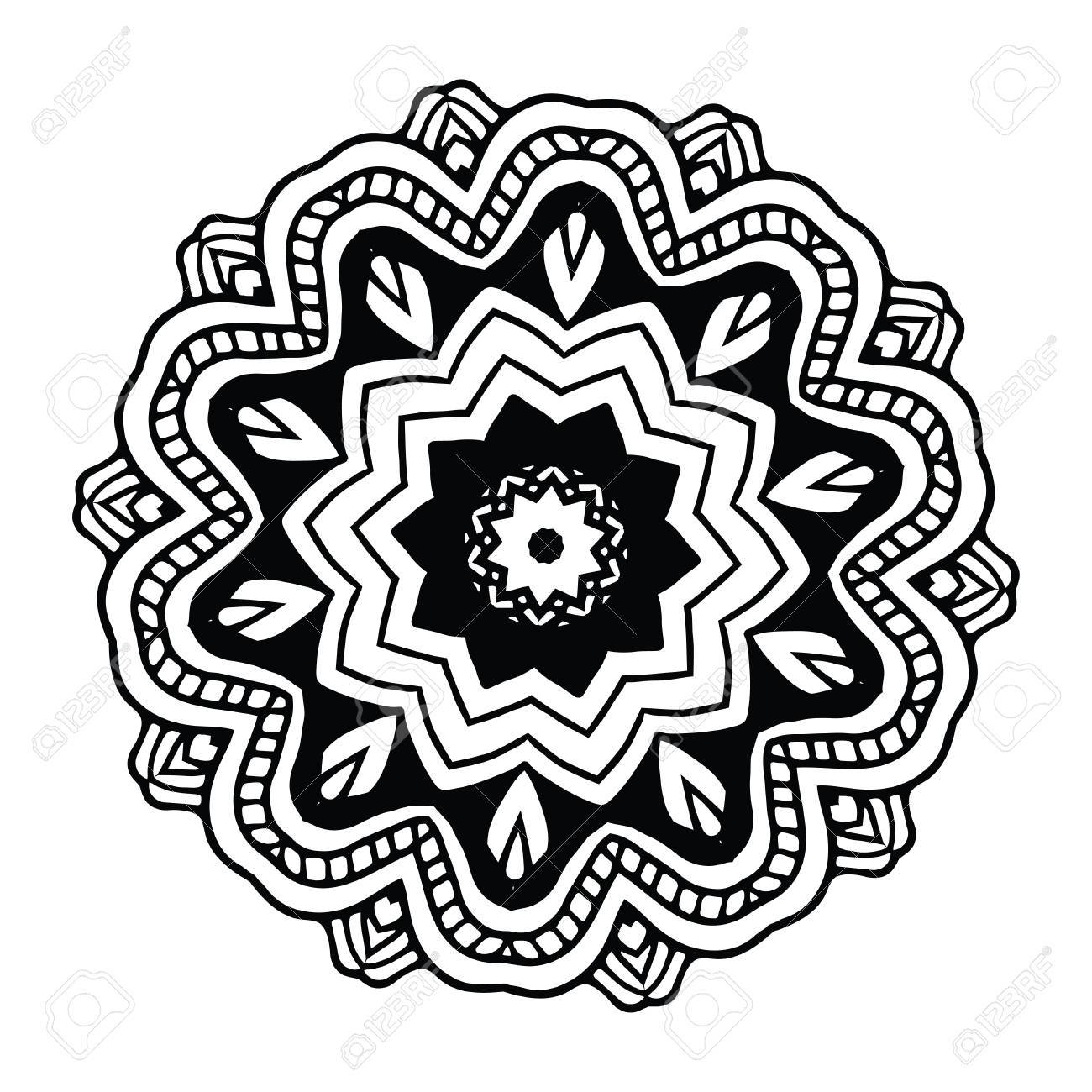 1300x1300 Abstract Design Black White Element. Round Mandala In Vector