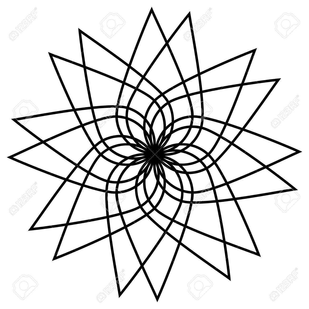 1300x1300 Abstract Simple Black Mandala Element Royalty Free Cliparts