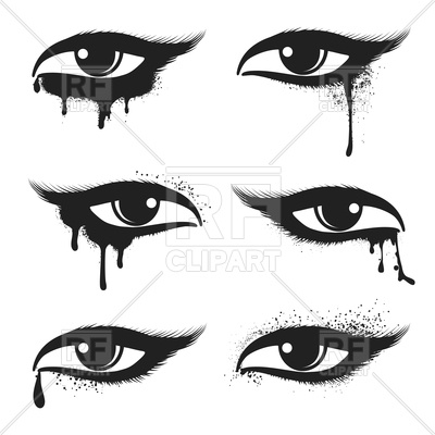 400x400 Eyes With Black Smudge, Smeared Mascara Royalty Free Vector Clip
