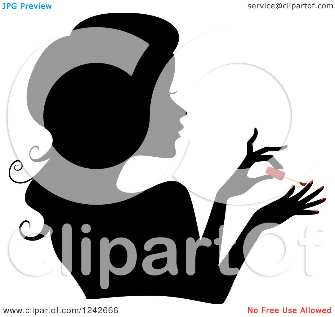1080x1024 Cartoon Of Black Silhouetted Womanpplying Mascara