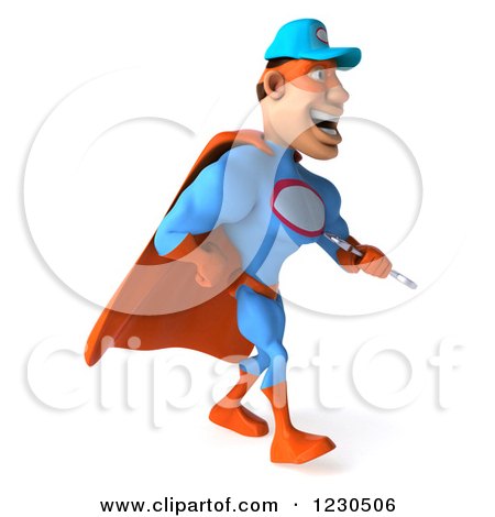 450x470 Clipart Of A 3d Young White Male Super Hero Mechanic In Red