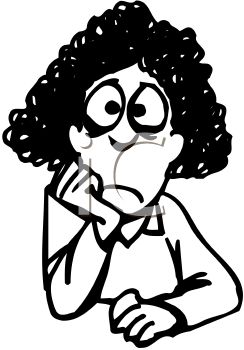 244x350 Royalty Free Clip Art Image Black And White Cartoon Of A Worried