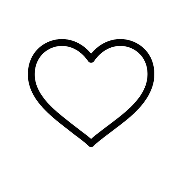 580x580 Black And White Heart Outline Clipart