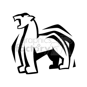 300x300 Royalty Free Black And White Abstract Panther With Open Mouth
