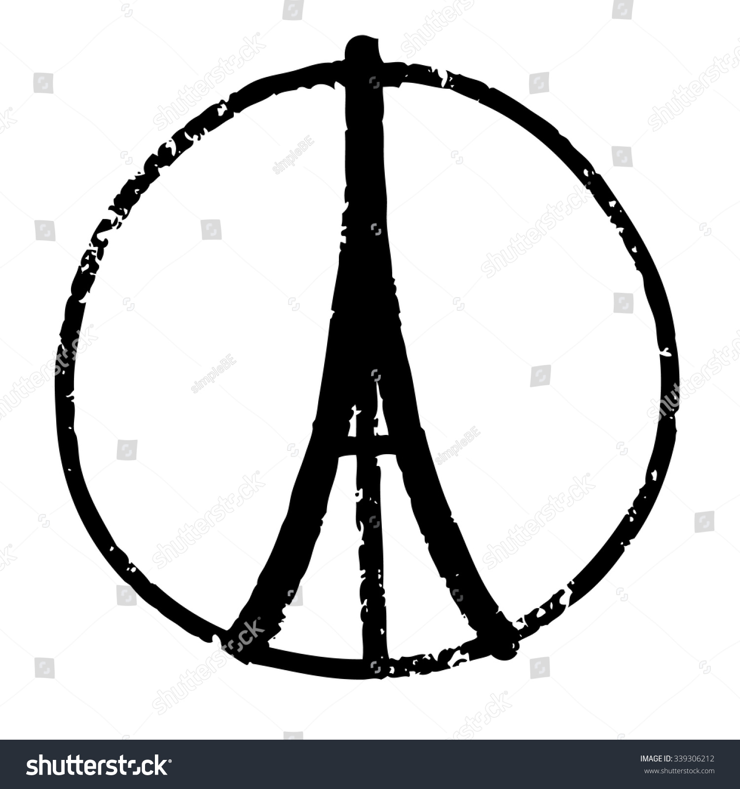 1500x1600 Drawn Peace Sign Black And White