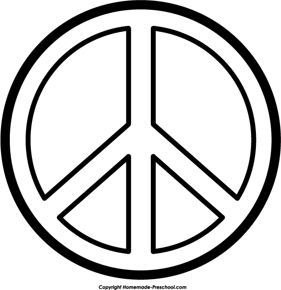 572x592 Peace Sign Clipart Black And White Free