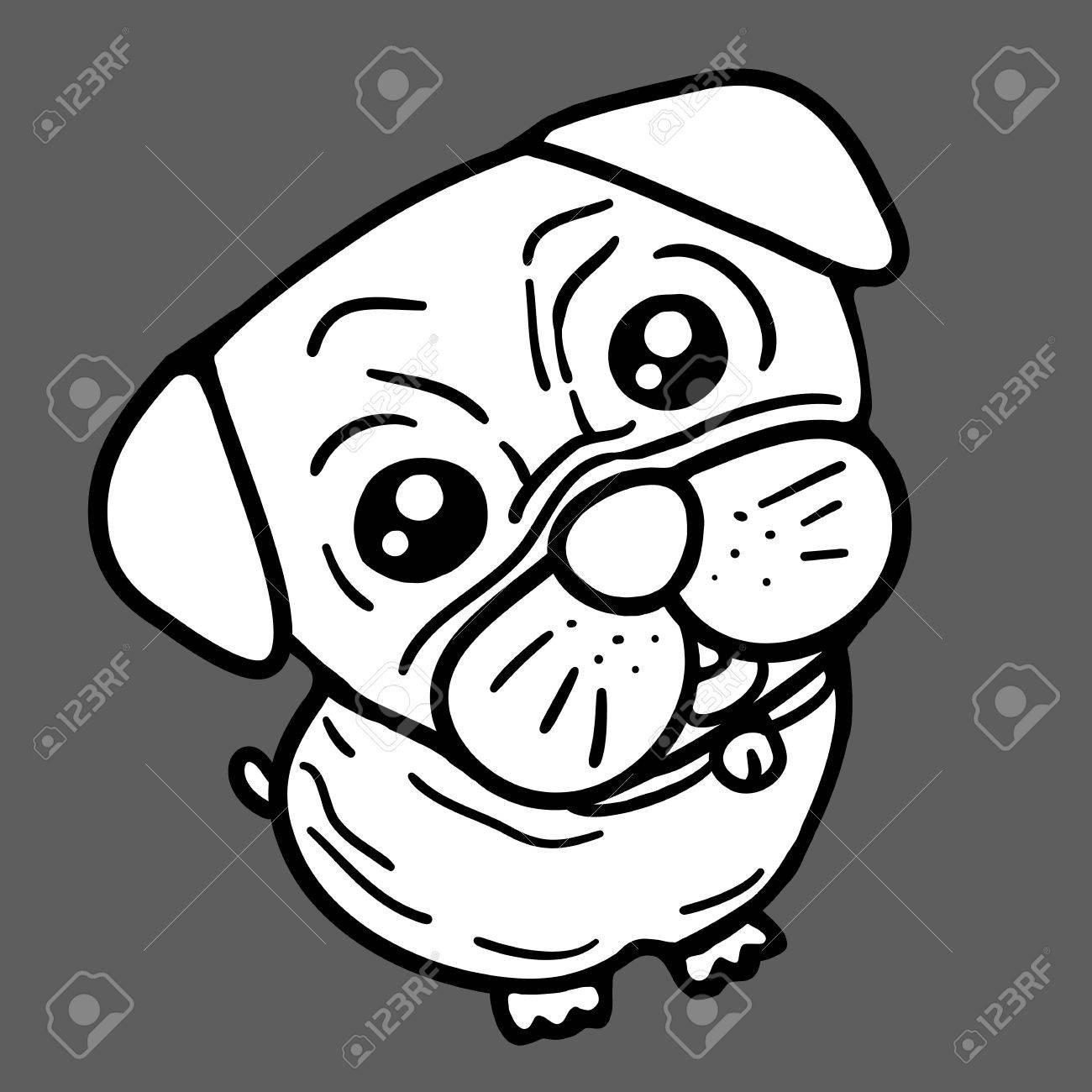 1300x1300 Dog Pug In Back White Royalty Free Cliparts, Vectors,