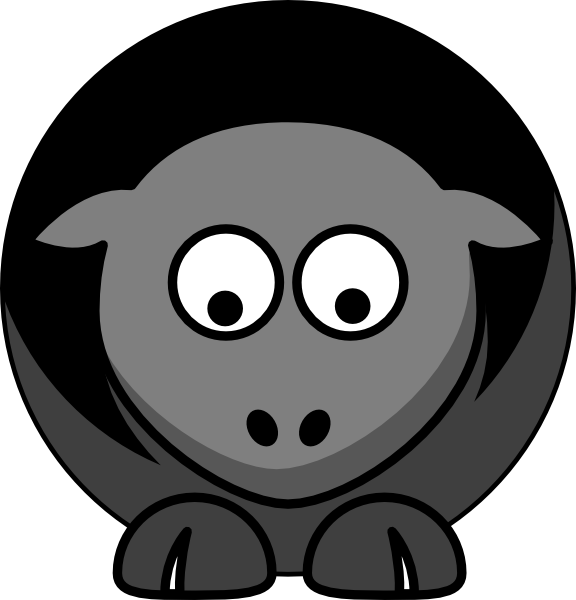 576x600 Sheep Black Grey Sad Clip Art