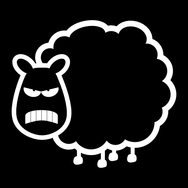 600x600 Angry Black Sheep Clip Art