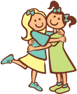 262x320 Two Sisters Hugging Clipart