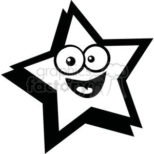300x300 Royalty Free Black And White Smiling Star 379923 Vector Clip Art