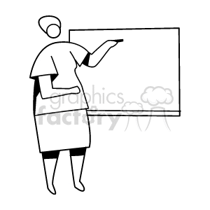 300x300 Royalty Free Black And White Outline Of A Teacher And A Blackboard