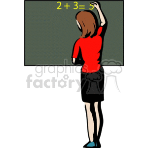 300x300 Royalty Free Teacher Writing On A Blackboard 138601 Vector Clip